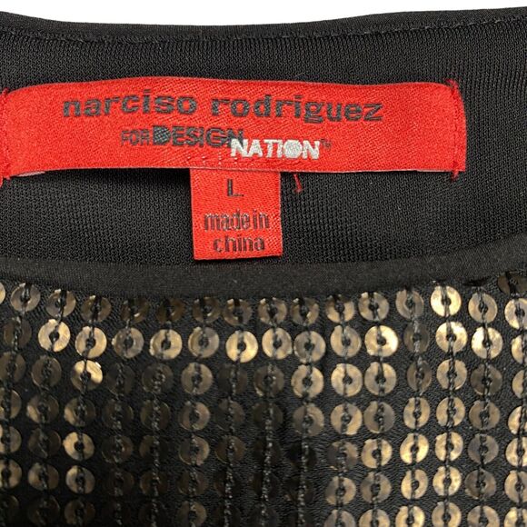 Narciso Rodriguez Tank Top Womens Large Black Gold Sequin Sleeveless Pullover - Picture 4 of 12